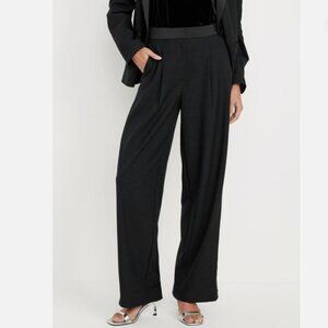 Old Navy Extra High-Waisted Wide Leg Tuxedo Pants Black Adjustable Size 0 RT$55